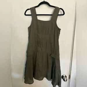 Nanette Lepore L'Amour Womens Green Square Neck Pleated Bodice Mini Dress Sz S